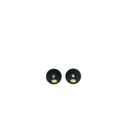 Chanel Round CC Logo Earrings Black/Gold