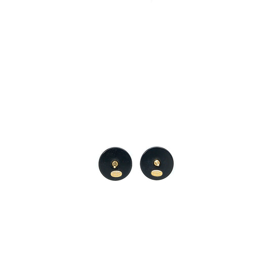 Chanel Round CC Logo Earrings Black/Gold