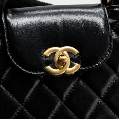 Chanel 23k Mini Shopping Tote Calfskin Black Brushed (Microchip)