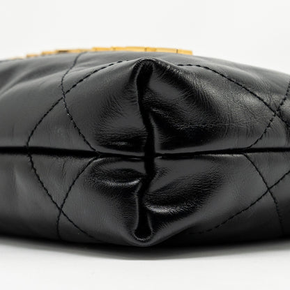 Chanel 23K Mini 22 Bag Shiny Calfskin Black  (Microchip)