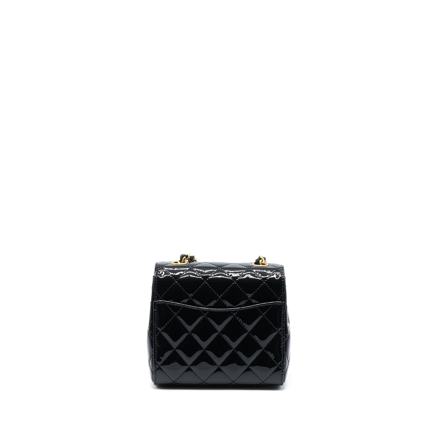 Chanel 22K Retro Classic New Square Mini Flap Bag Patent Black Brushed (Microchip)