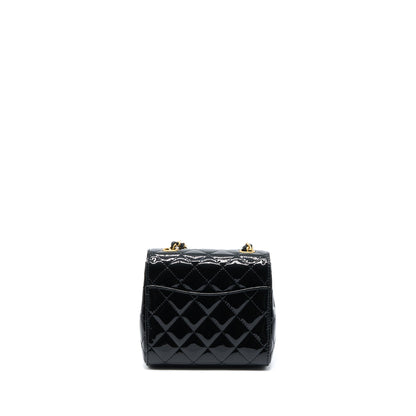 Chanel 22K Retro Classic New Square Mini Flap Bag Patent Black Brushed (Microchip)