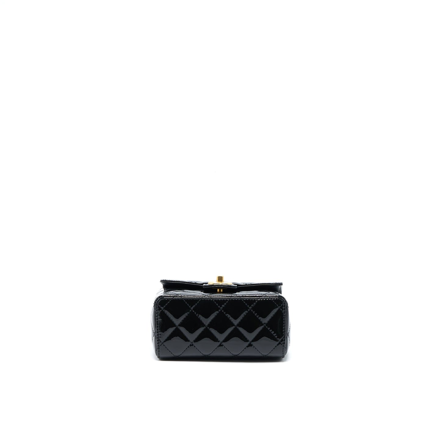 Chanel 22K Retro Classic New Square Mini Flap Bag Patent Black Brushed (Microchip)