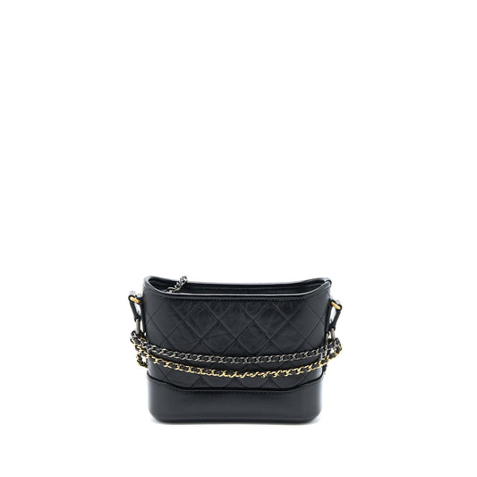 Chanel Small Gabrielle Hobo Bag Aged Calfskin Black Multicolour Hardware (Microchip)