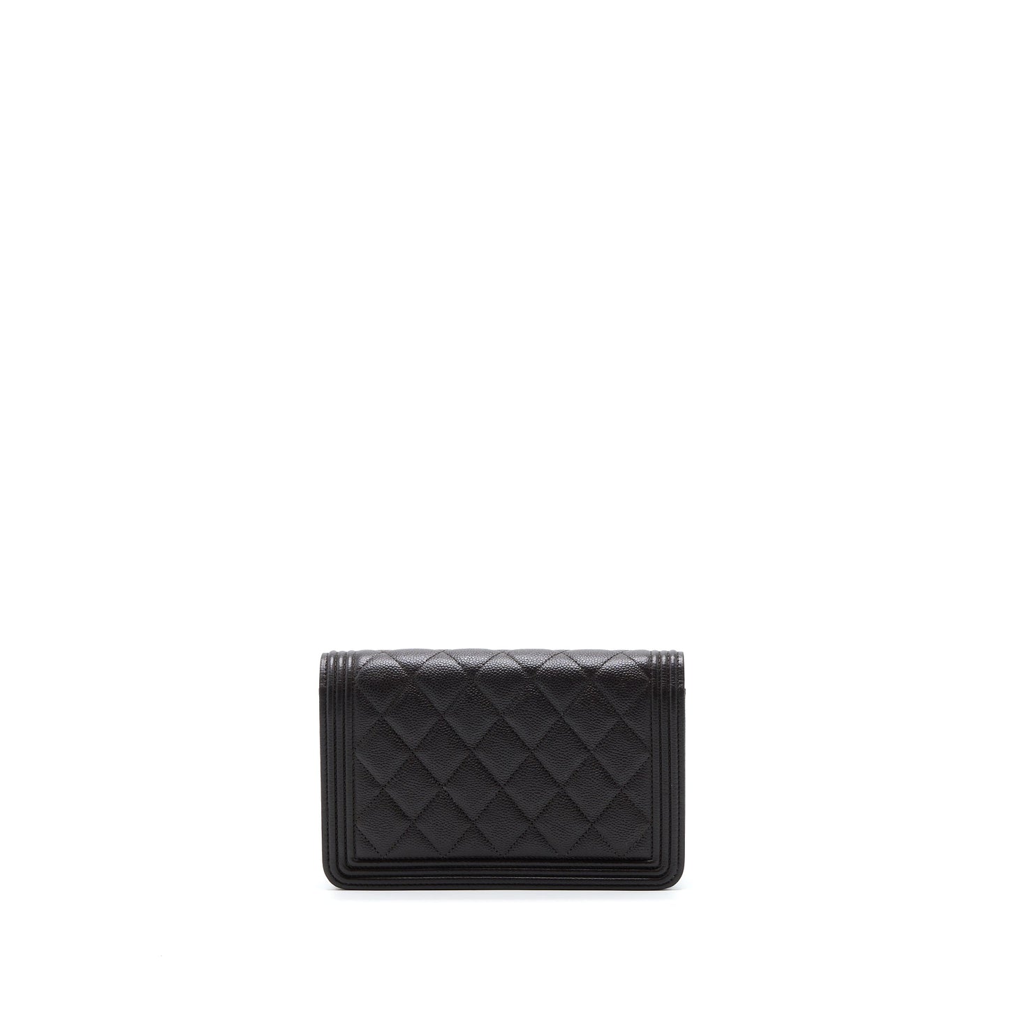 Chanel Boy Wallet On Chain Grained Calfskin Brown L (Microchip)