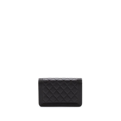 Chanel Boy Wallet On Chain Grained Calfskin Brown L (Microchip)