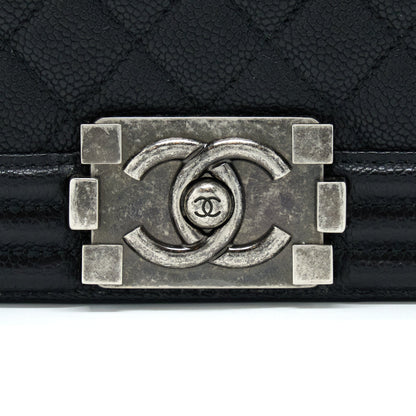 Chanel New Medium 28cm Boy Bag Caviar Black Ruthenium