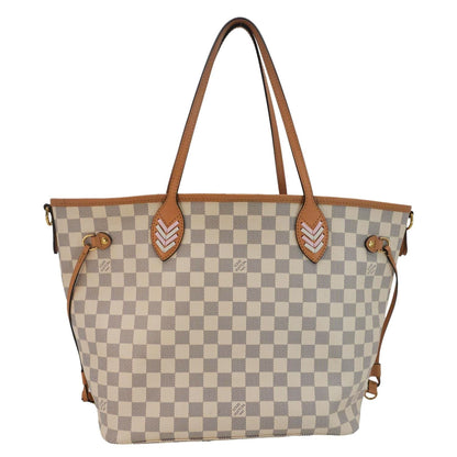 LOUIS VUITTON Neverfull Braided MM Damier Azur Tote Shoulder Bag White