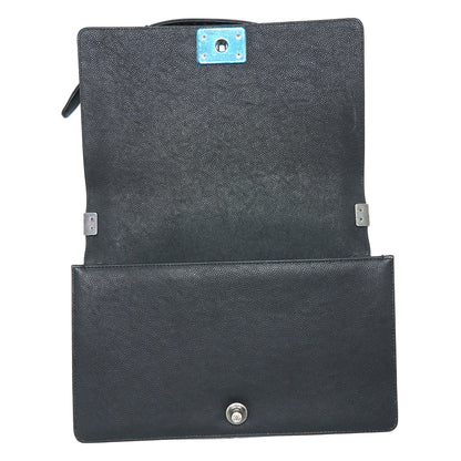 Chanel New Medium 28cm Boy Bag Caviar Black Ruthenium