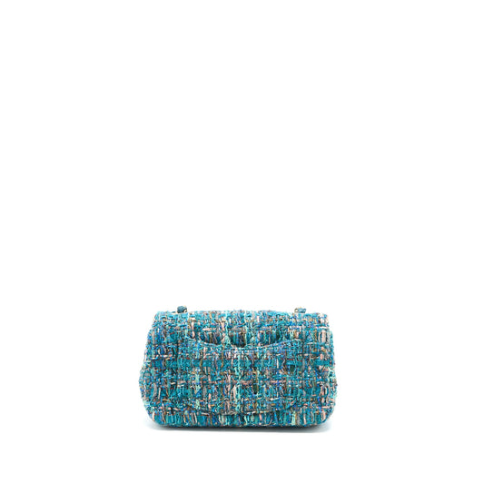 Chanel Mini Rectangular Flap Bag Tweed Multicolor Green L