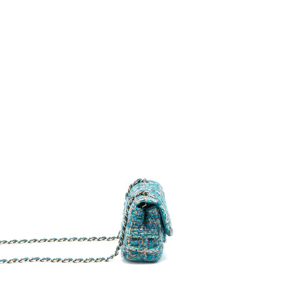 Chanel Mini Rectangular Flap Bag Tweed Multicolor Green L