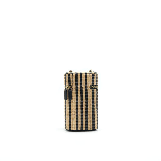 CHANEL VANITY PHONE HOLDER WITH CHAIN BLACK & BEIGE