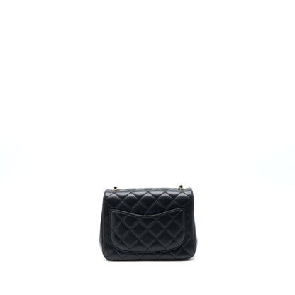 Chanel 23C Pearl Crush Mini Square Flap Bag Lambskin Black L (Microchip)