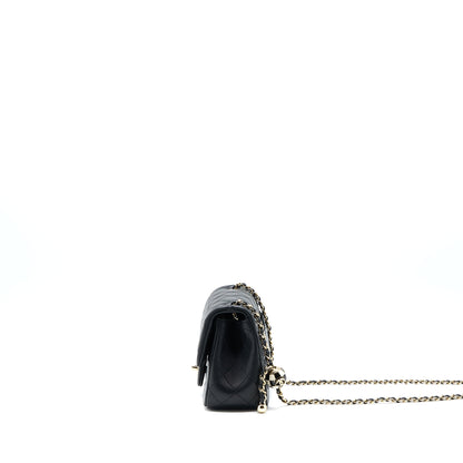 Chanel 23C Pearl Crush Mini Square Flap Bag Lambskin Black L (Microchip)