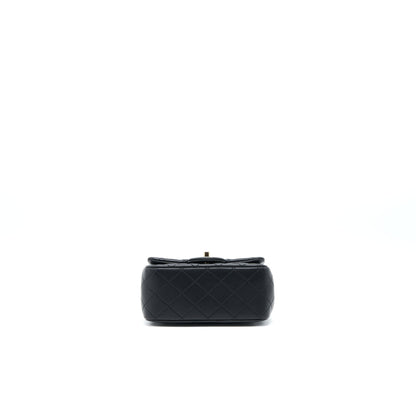 Chanel 23C Pearl Crush Mini Square Flap Bag Lambskin Black L (Microchip)