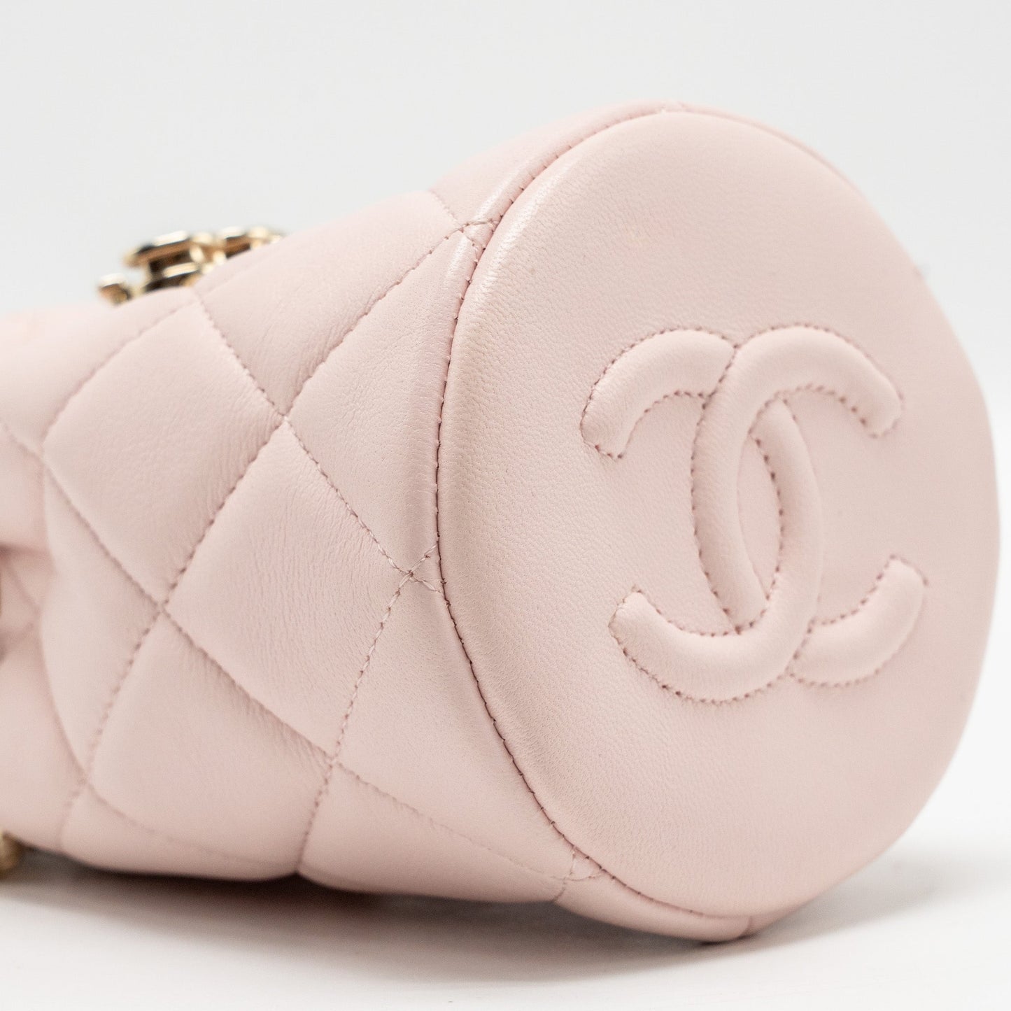 Chanel Mini Drawstring Bucket Bag Lambskin Pink L