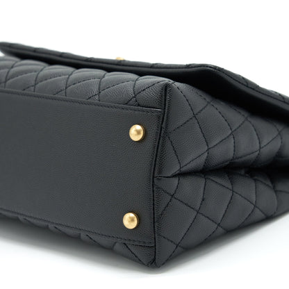 Chanel Medium Coco Handle With Lizard Embossed Handle Caviar Black
