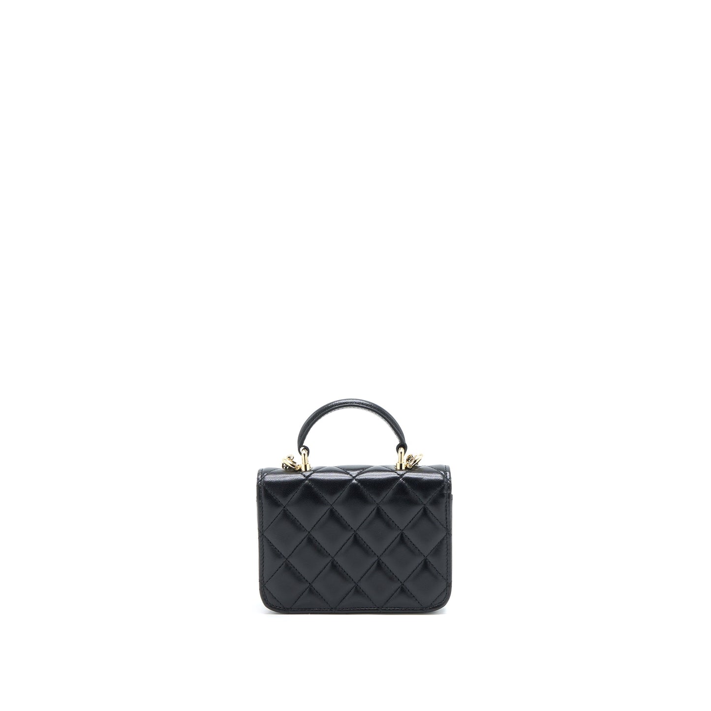 Chanel Mini Top Handle Flap Bag Lambskin Black L