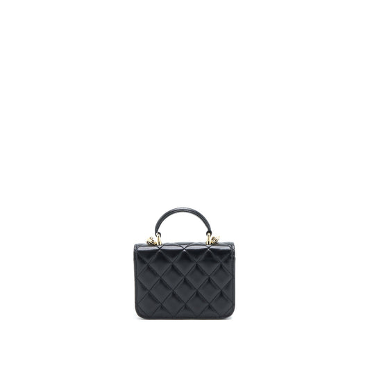 Chanel Mini Top Handle Flap Bag Lambskin Black L
