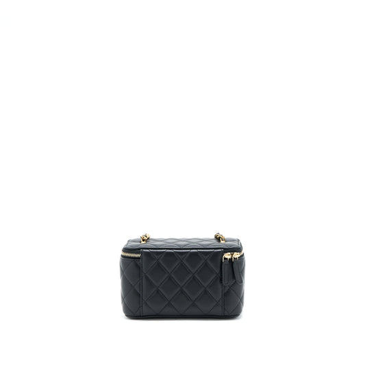 Chanel 22B Pearl Crush Long Vanity with Chain Lambskin Black  (Microchip)