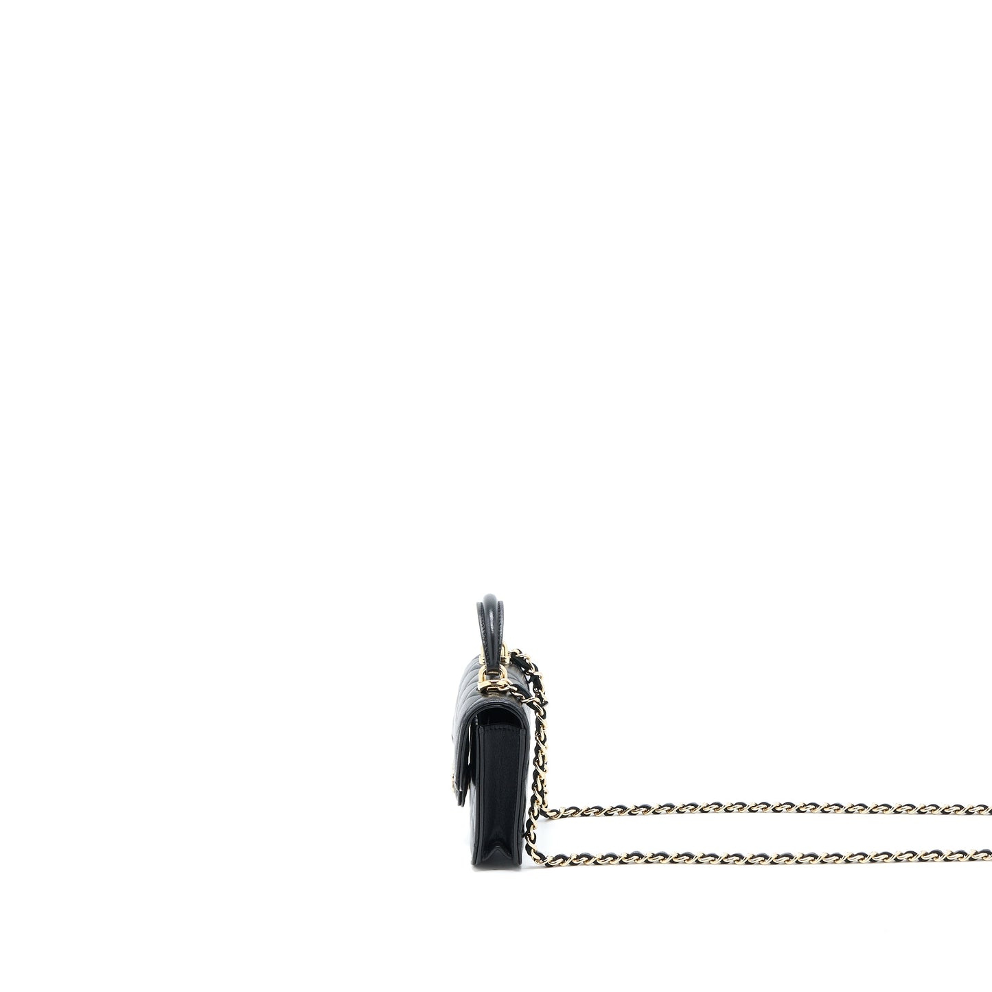 Chanel Mini Top Handle Flap Bag Lambskin Black L