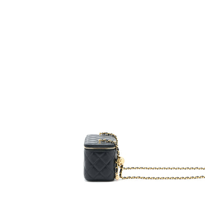 Chanel 22B Pearl Crush Long Vanity with Chain Lambskin Black  (Microchip)