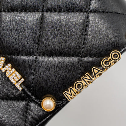 Chanel limited edition quilted flap bag lambskin black  (microchip)