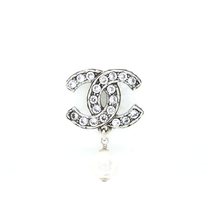 Chanel Crystal CC Earrings With Dropping Pearl