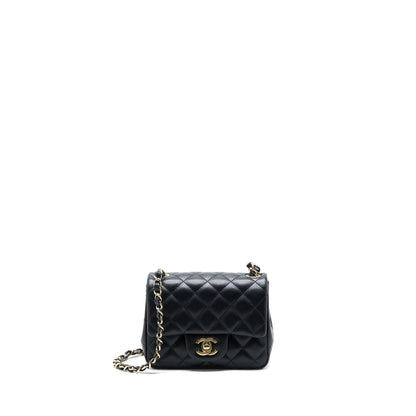 Chanel Classic Mini Square Flap Bag Lambskin Black L (Microchip)