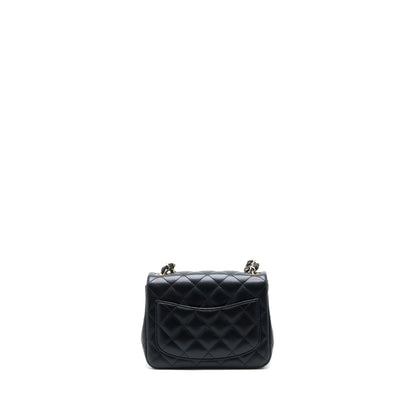 Chanel Classic Mini Square Flap Bag Lambskin Black L (Microchip)