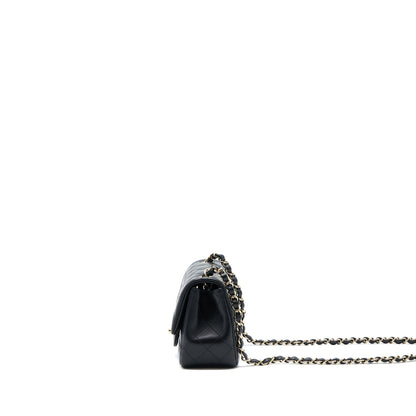 Chanel Classic Mini Square Flap Bag Lambskin Black L (Microchip)