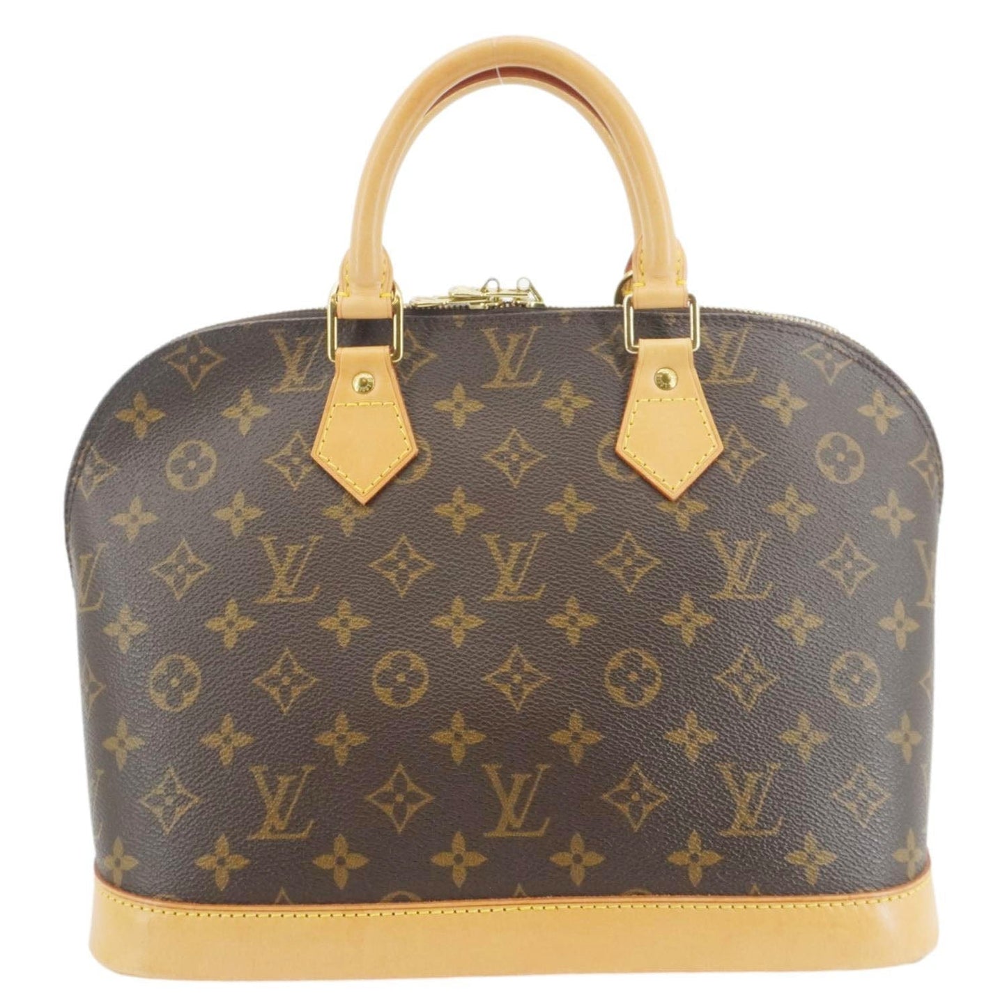 LOUIS VUITTON Alma Monogram Canvas Satchel Bag Brown