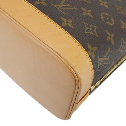 LOUIS VUITTON Alma Monogram Canvas Satchel Bag Brown