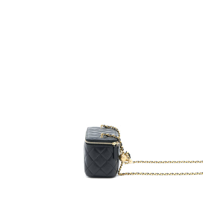 Chanel Pearl Crush Long Vanity with Chain Lambskin Black  (Microchip)