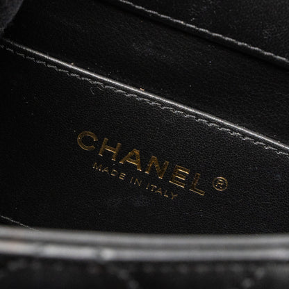 Chanel limited edition quilted flap bag lambskin black  (microchip)