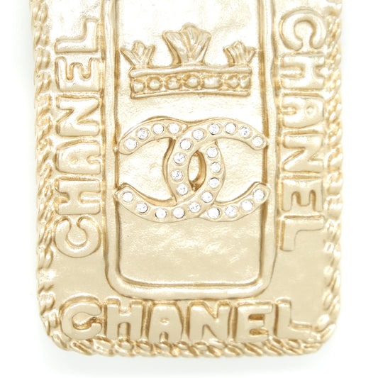 Chanel CC Logo And Crown Metal Plate Brooch Brushed L