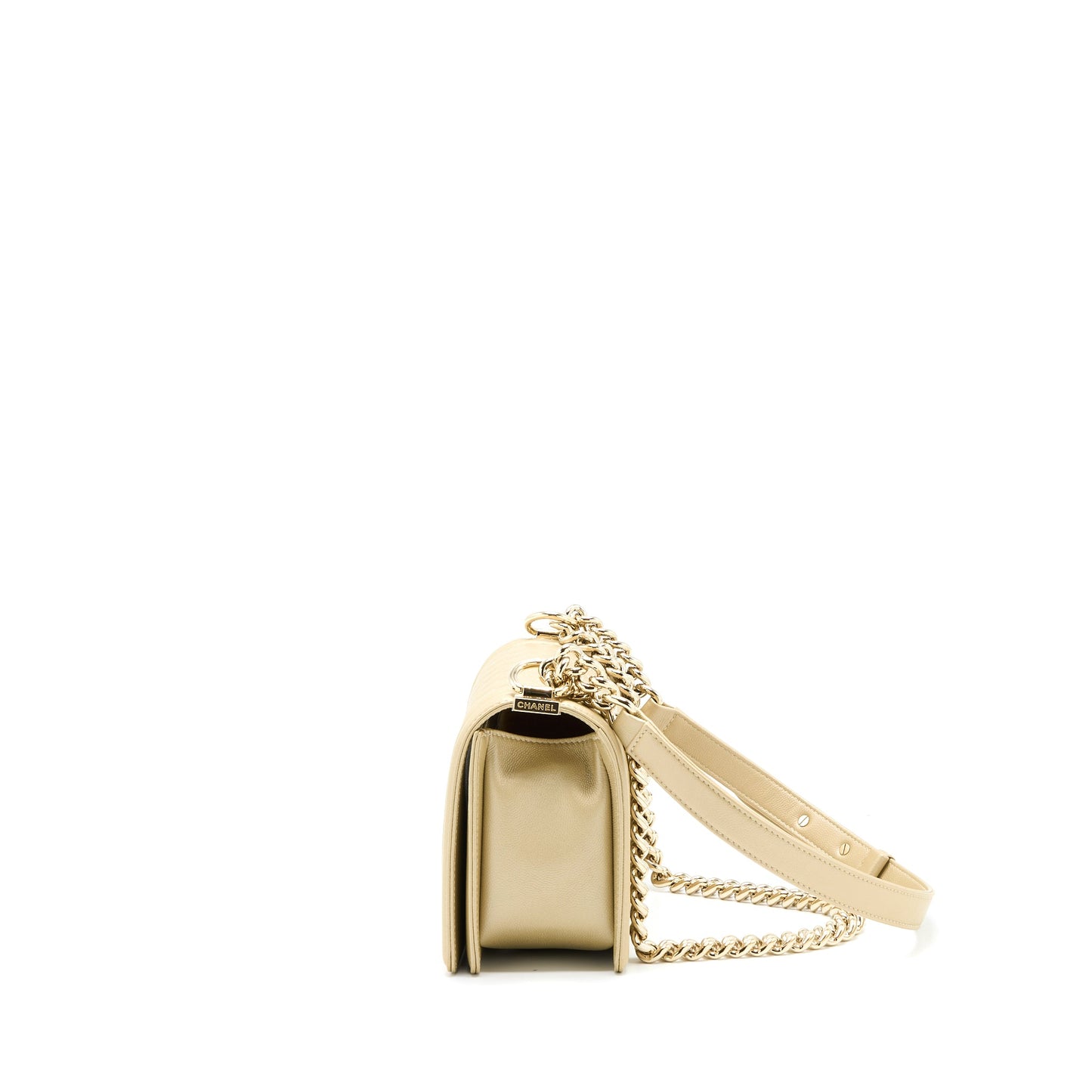 Chanel Medium Boy Caviar Gold L