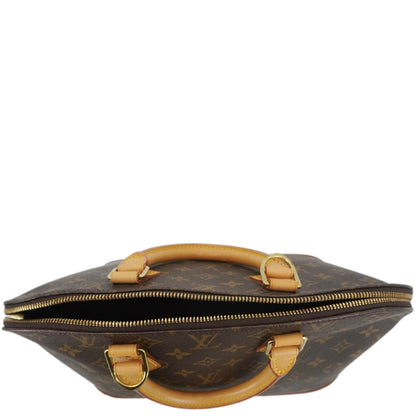 LOUIS VUITTON Alma Monogram Canvas Satchel Bag Brown