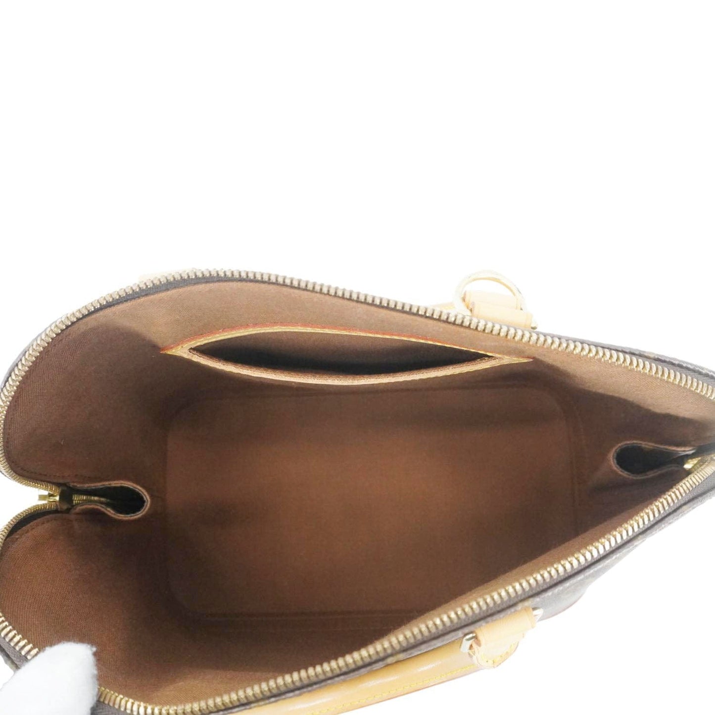 LOUIS VUITTON Alma Monogram Canvas Satchel Bag Brown