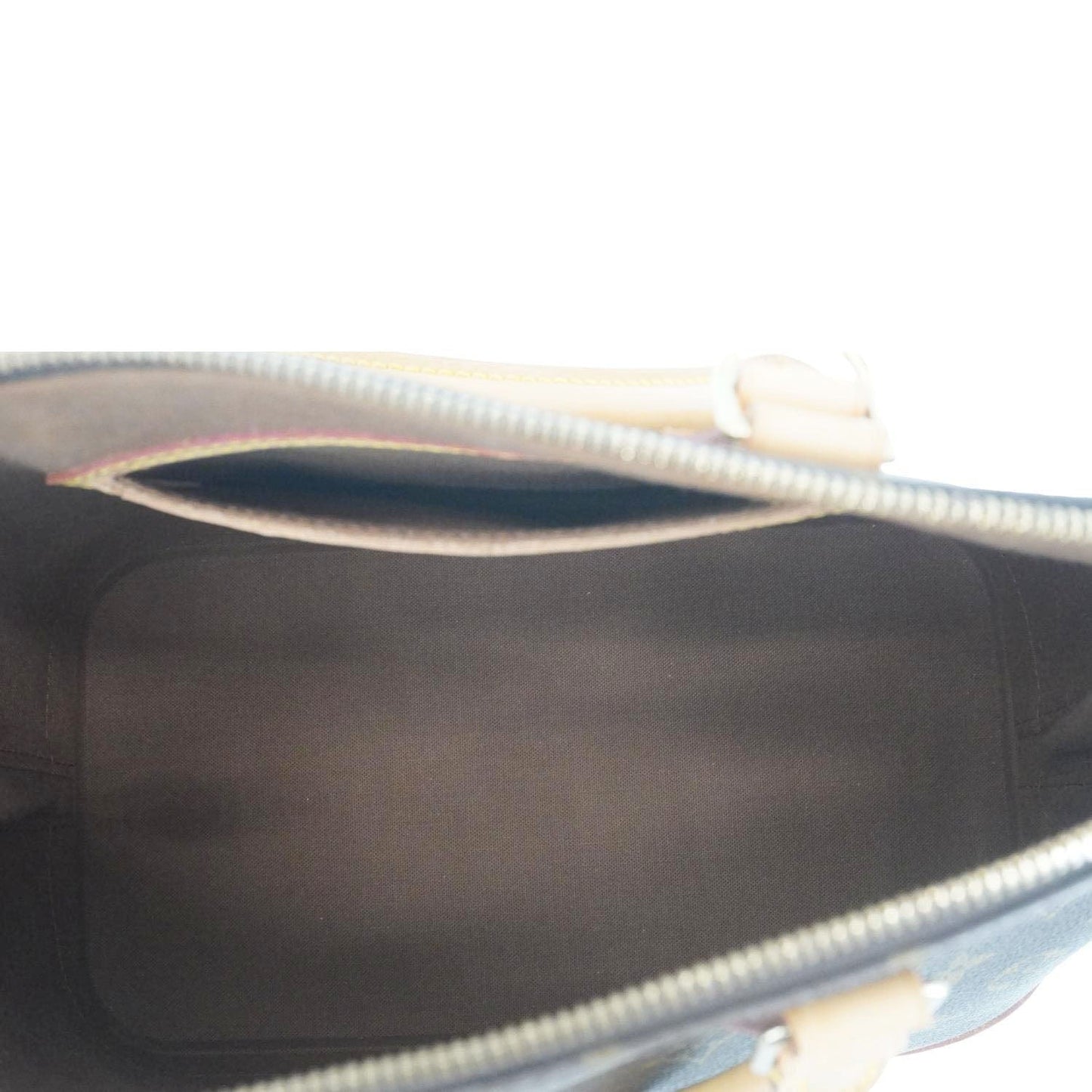 LOUIS VUITTON Alma Monogram Canvas Satchel Bag Brown