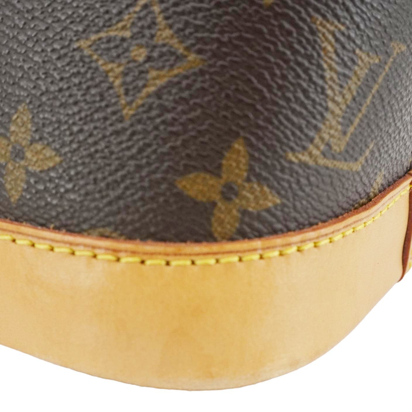 LOUIS VUITTON Alma Monogram Canvas Satchel Bag Brown