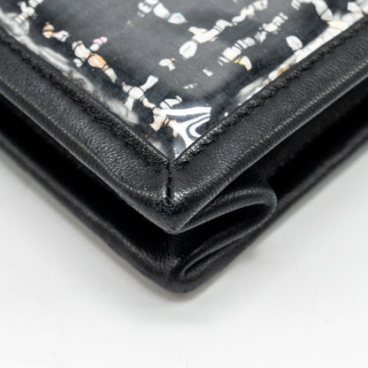 Chanel Letter Logo Clutch Bag Tweed PVC/Lambskin Black L