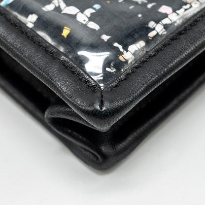 Chanel Letter Logo Clutch Bag Tweed PVC/Lambskin Black L