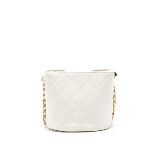 Chanel Bucket Bag With Chain Handle Caviar White