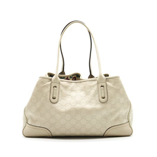 Gucci Monogram Leather Shopping Tote Bag Creamy Beige
