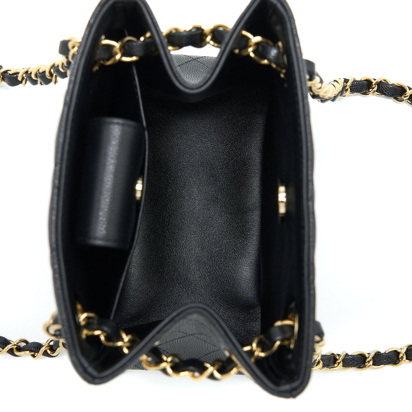 Chanel 23C Mini Bucket Bag Caviar Black L (Microchip)