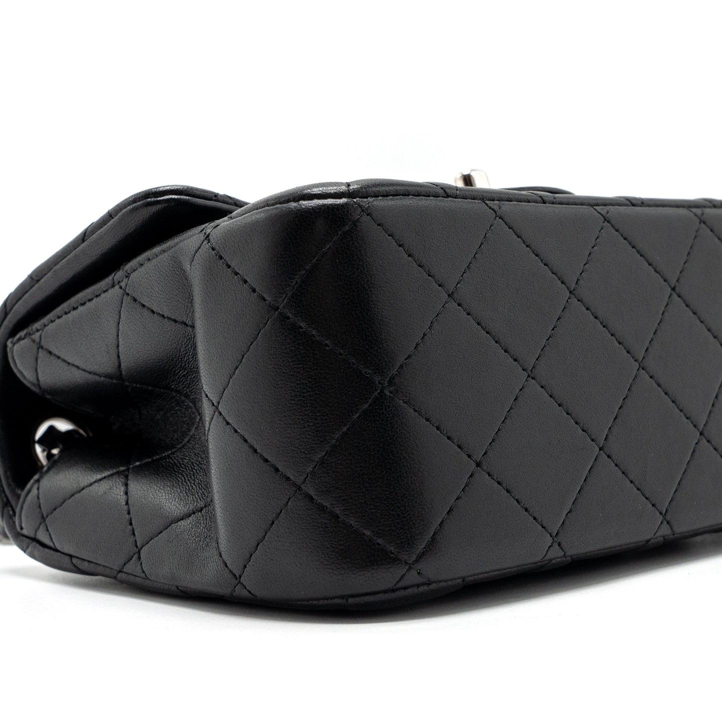Chanel mini square flap bag lambskin black