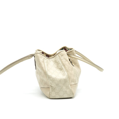 Gucci Monogram Leather Shopping Tote Bag Creamy Beige