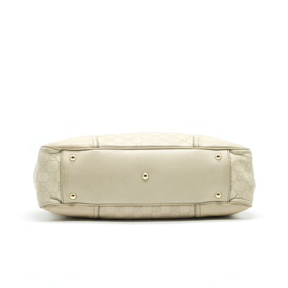 Gucci Monogram Leather Shopping Tote Bag Creamy Beige