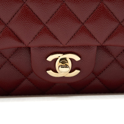 Chanel Medium Classic Double Flap Bag Caviar Dark Red L